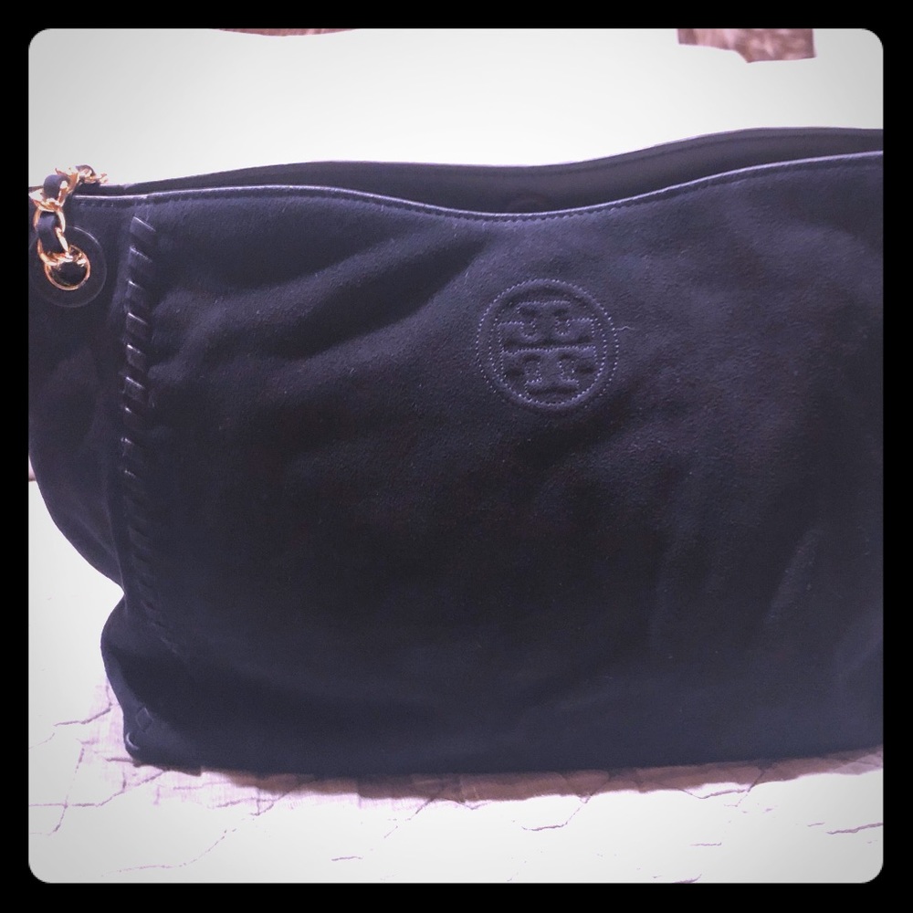 Navy Suede Tory Burch shoulder bag